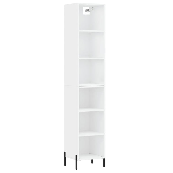 Highboard hvit 34,5x32,5x180 cm konstruert tre