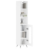 Highboard høyglans hvit 34,5x34x180 cm konstruert tre