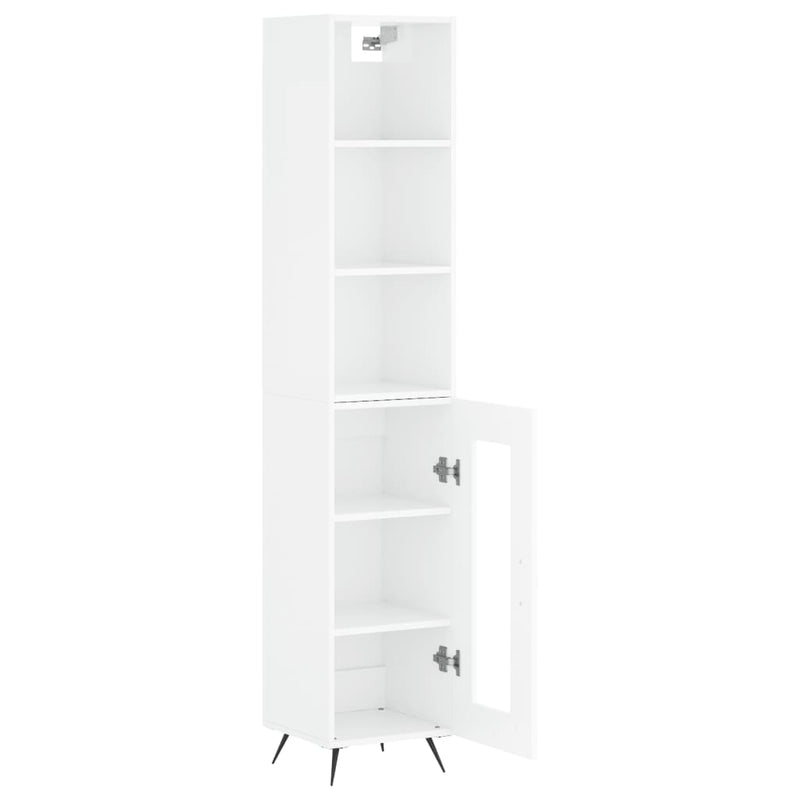 Highboard høyglans hvit 34,5x34x180 cm konstruert tre