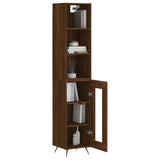 Highboard brun eik 34,5x34x180 cm konstruert tre