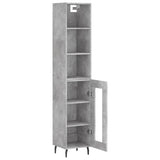 Highboard betonggrå 34,5x34x180 cm konstruert tre