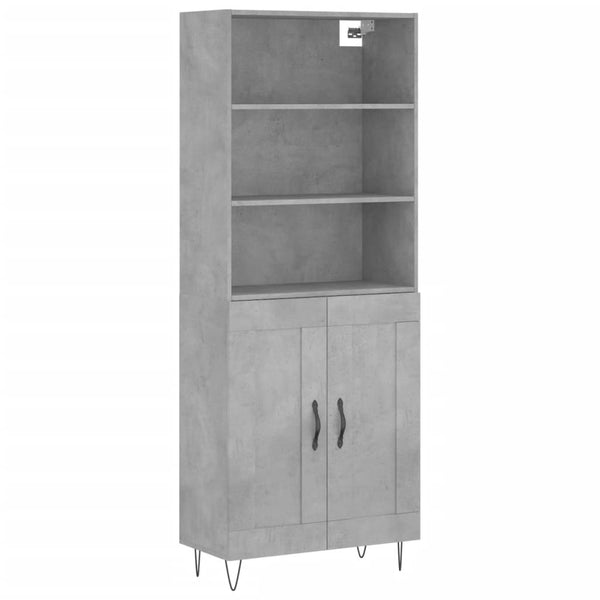 Highboard betong grå 69,5x34x180 cm konstruert tre