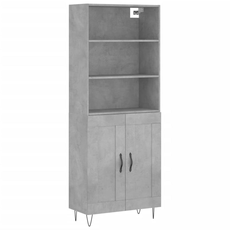 Highboard betong grå 69,5x34x180 cm konstruert tre