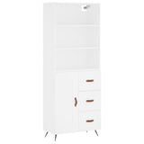 Highboard hvit 69,5x34x180 cm konstruert tre