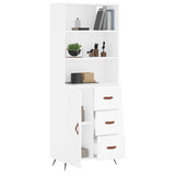 Highboard hvit 69,5x34x180 cm konstruert tre