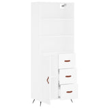 Highboard hvit 69,5x34x180 cm konstruert tre