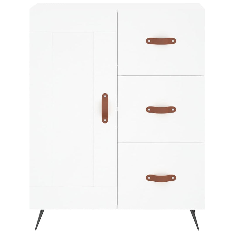 Highboard hvit 69,5x34x180 cm konstruert tre