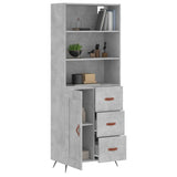 Highboard betong grå 69,5x34x180 cm konstruert tre