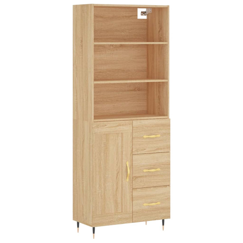 Highboard sonoma eik 69,5x34x180 cm konstruert tre