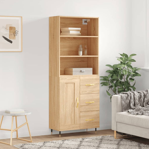 Highboard sonoma eik 69,5x34x180 cm konstruert tre