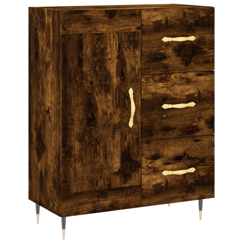 Highboard røkt eik 69,5x34x180 cm konstruert tre