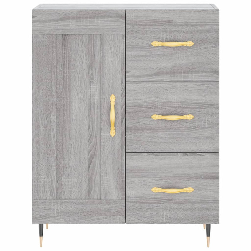 Highboard grå sonoma 69,5x34x180 cm konstruert tre