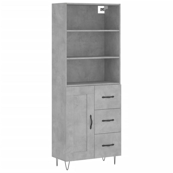 Highboard betong grå 69,5x34x180 cm konstruert tre