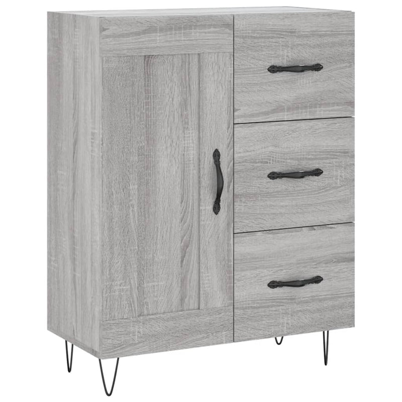 Highboard grå sonoma 69,5x34x180 cm konstruert tre