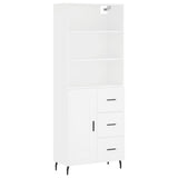 Highboard hvit 69,5x34x180 cm konstruert tre