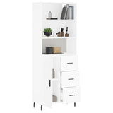 Highboard hvit 69,5x34x180 cm konstruert tre