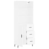 Highboard hvit 69,5x34x180 cm konstruert tre