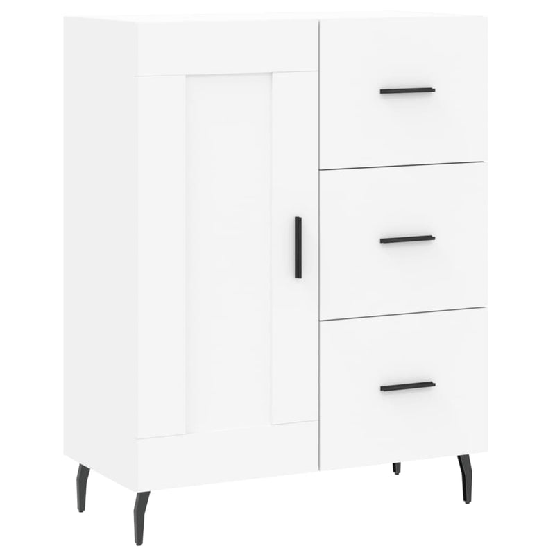 Highboard hvit 69,5x34x180 cm konstruert tre