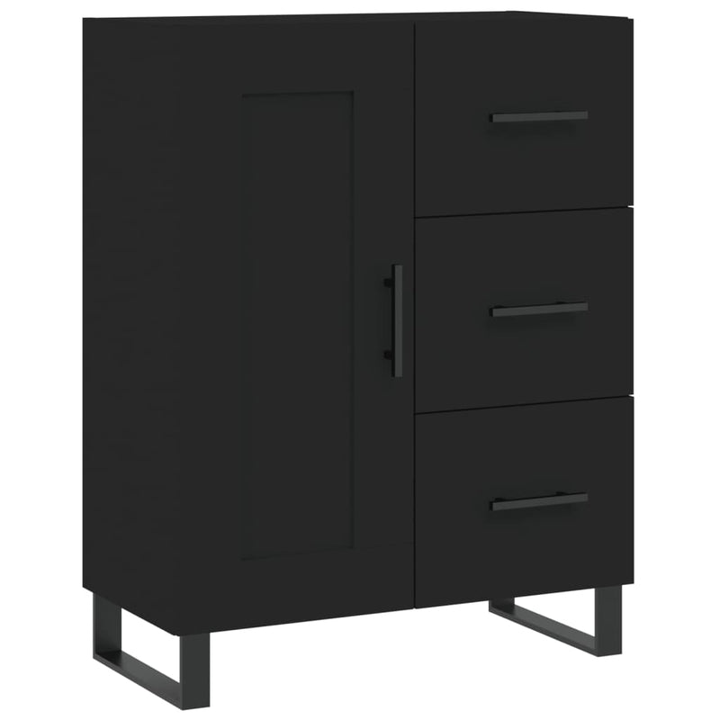 Highboard svart 69,5x34x180 cm konstruert tre