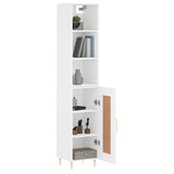 Highboard hvit 34,5x34x180 cm konstruert tre