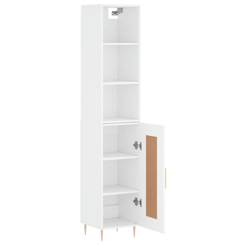 Highboard hvit 34,5x34x180 cm konstruert tre