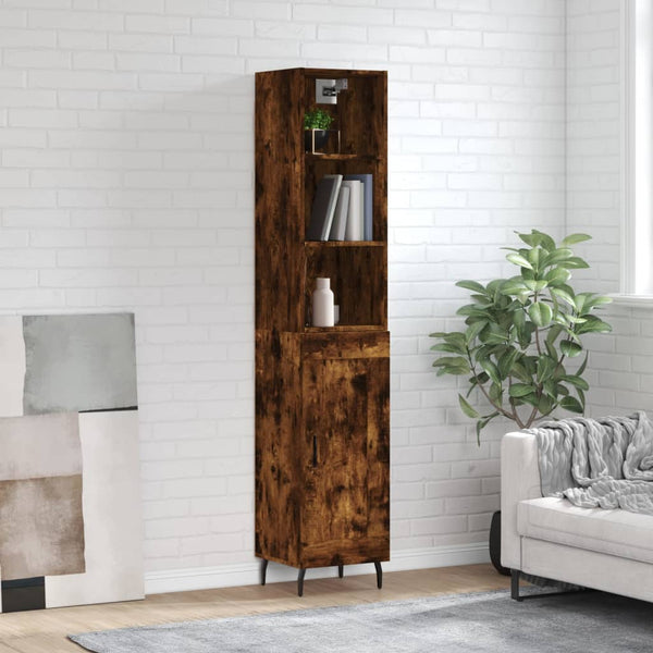 Highboard røkt eik 34,5x34x180 cm konstruert tre