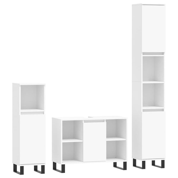 Baderomsmøbler 3 stk hvit konstruert tre