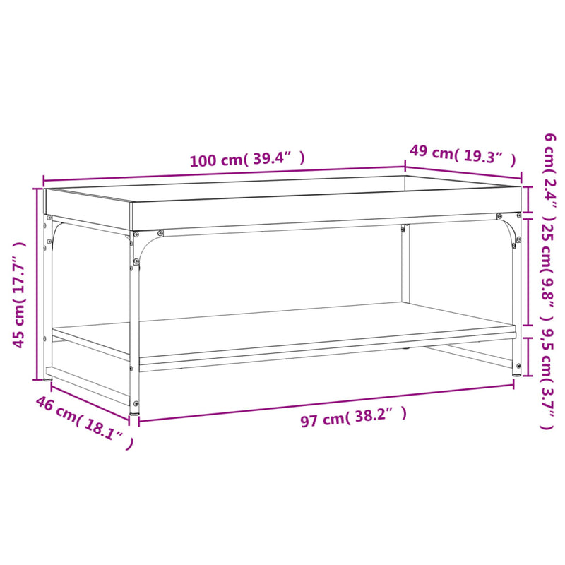 Salongbord svart 100x49x45 cm konstruert tre