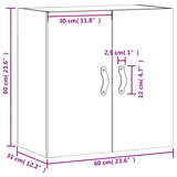 Veggskap brun eik 60x31x60 cm konstruert tre