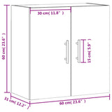 Veggskap høyglans hvit 60x31x60 cm konstruert tre