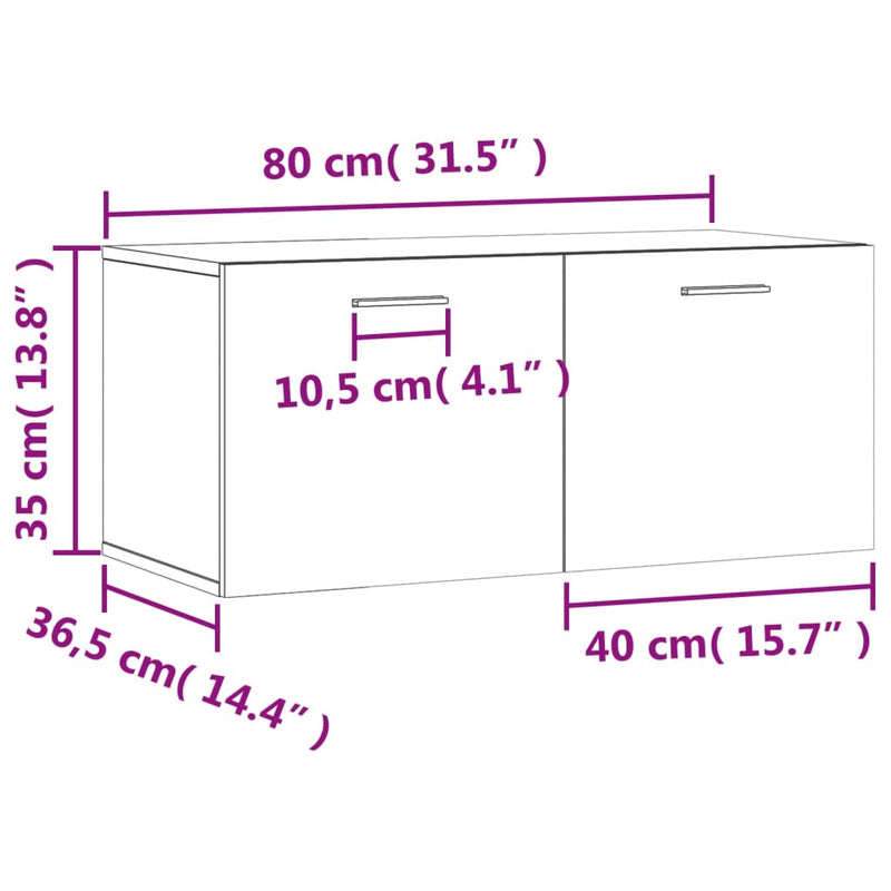 Veggskap sonoma eik 80x36,5x35 cm konstruert tre