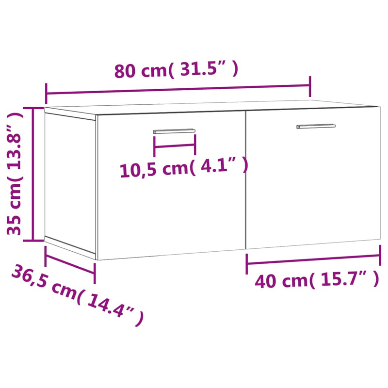 Veggskap betonggrå 80x36,5x35 cm konstruert tre