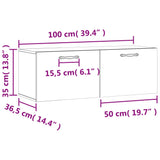 Veggskap høyglans hvit 100x36,5x35 cm konstruert tre