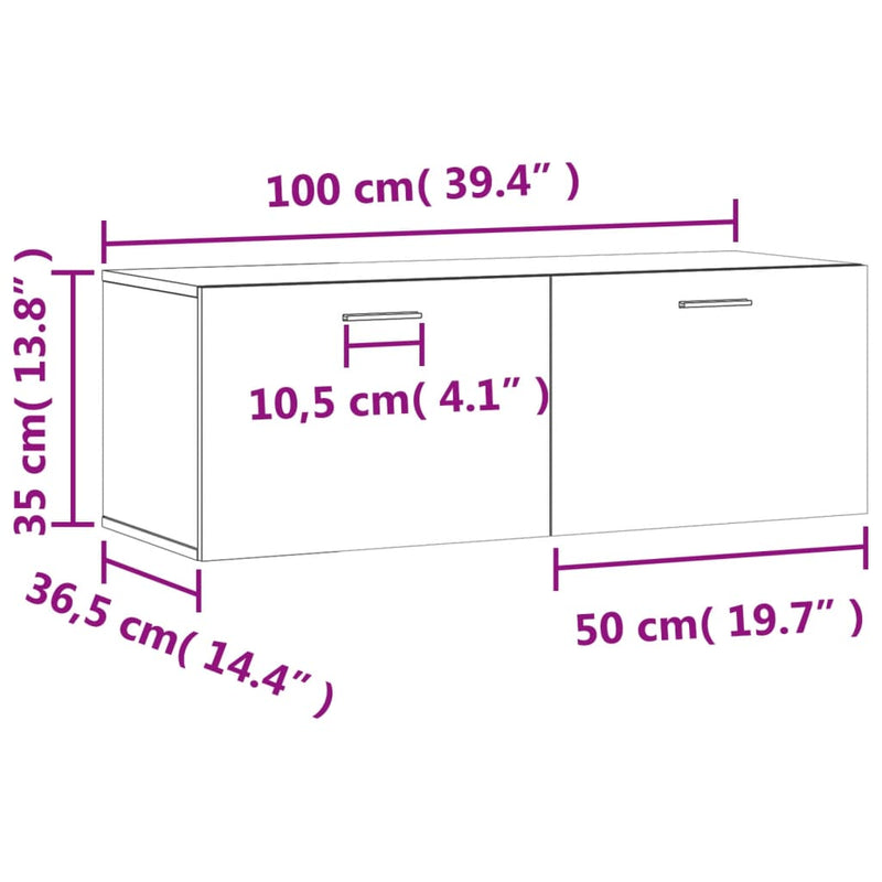 Veggskap 2 stk brun eik 100x36,5x35 cm konstruert tre