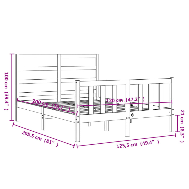 Sengeramme med hodegavl hvit 120x200 cm heltre