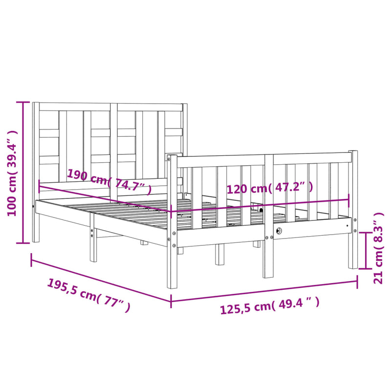 Sengeramme med hodegavl hvit small double heltre