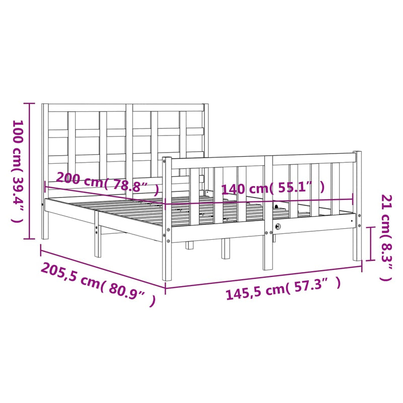 Sengeramme med hodegavl 140x200 cm heltre