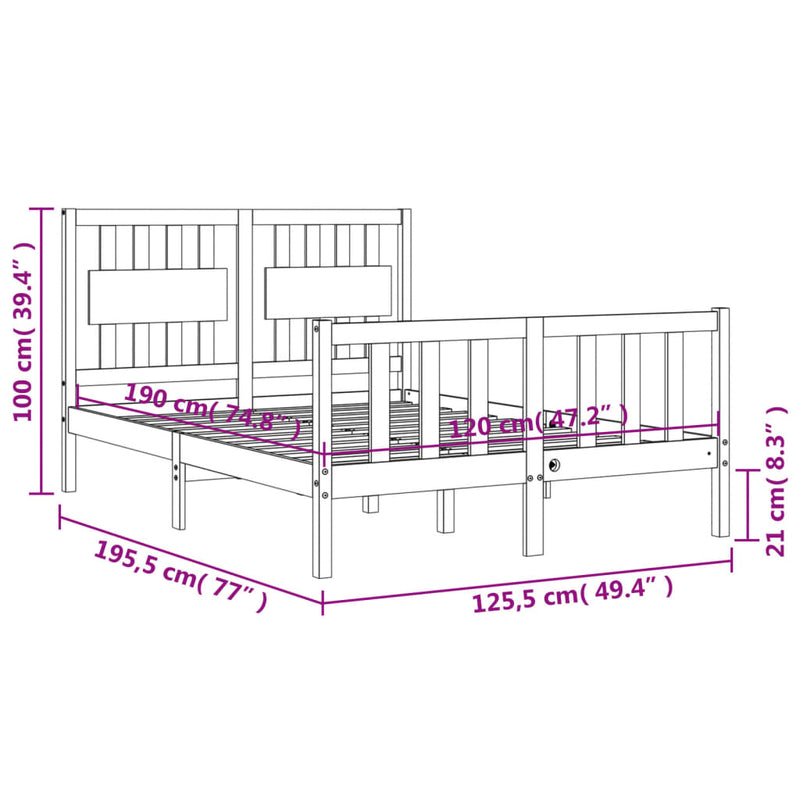 Sengeramme med hodegavl hvit small double heltre