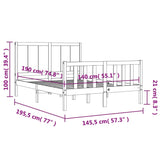 Sengeramme med hodegavl hvit 140x190 cm heltre