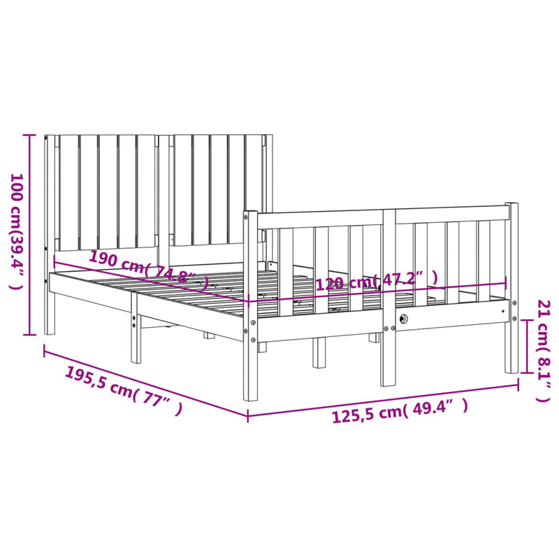 Sengeramme med hodegavl hvit small double heltre