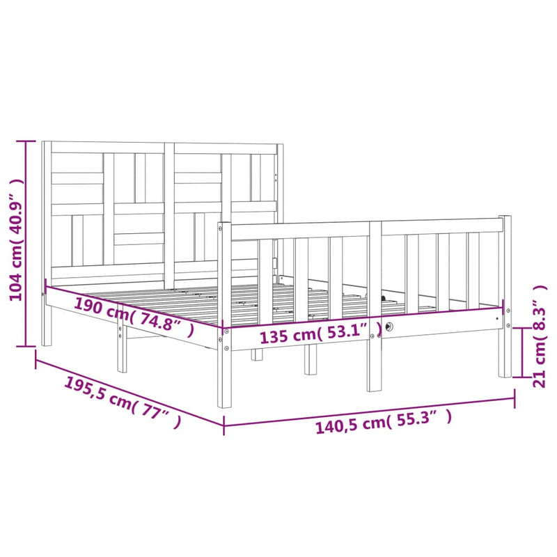 Sengeramme med hodegavl double heltre