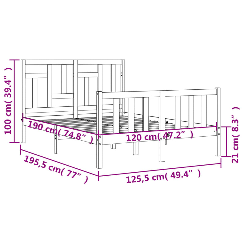 Sengeramme med hodegavl hvit small double heltre