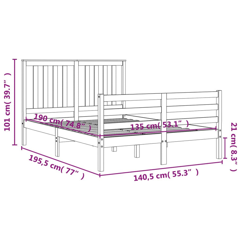 Sengeramme med hodegavl double heltre