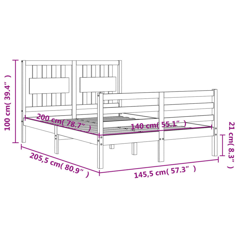 Sengeramme med hodegavl 140x200 cm heltre