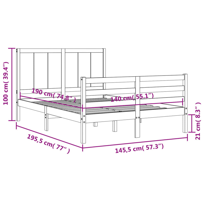 Sengeramme med hodegavl 140x190 cm heltre