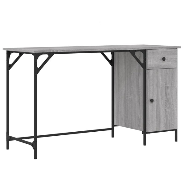 Skrivebord grå sonoma 131x48x75 cm konstruert tre