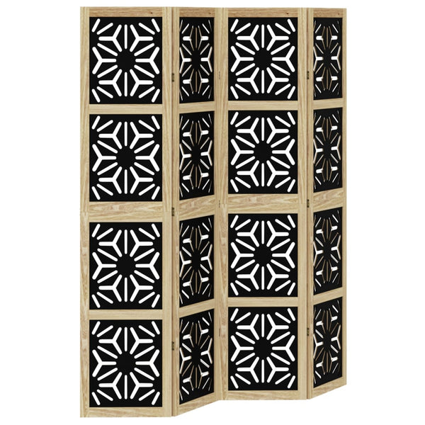 Romdeler 4 paneler brun og svart heltre keisertre