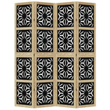 Romdeler 4 paneler brun og svart heltre keisertre