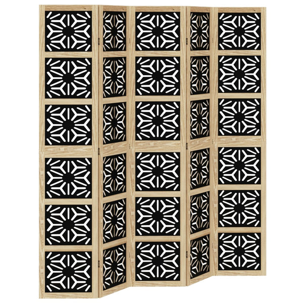 Romdeler 5 paneler brun og svart heltre keisertre