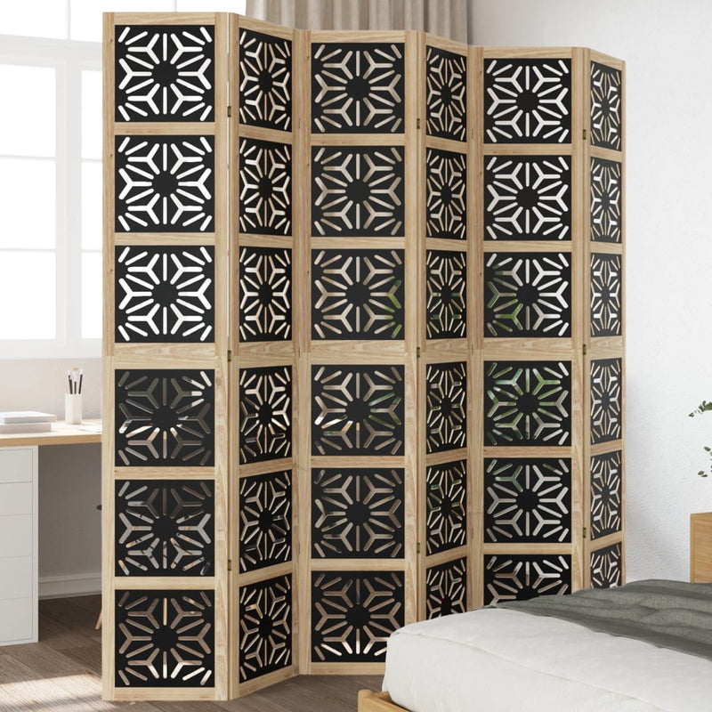 Romdeler 5 paneler brun og svart heltre keisertre